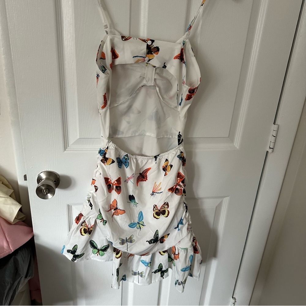 White Insect Mini Dress - Picture 4 of 10